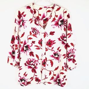 C&E Pink and Red Floral Top